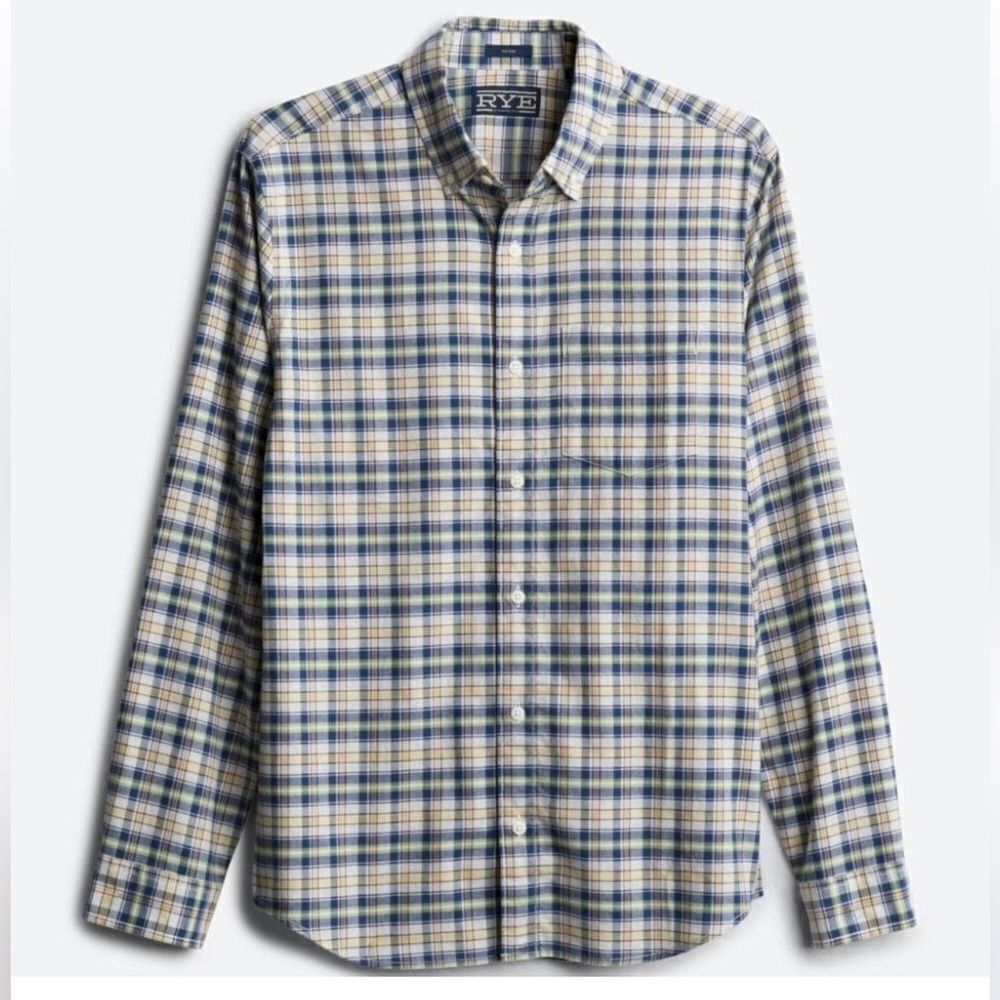 Hawker Rye Helsinki Stretch Poplin Blue Shirt Stitch Fix Size M Stitch Fix NWT